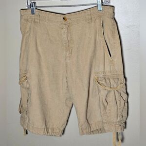 Y2K Old Navy Linen Blend Grunge Skatercore Cargo Shorts, Size 32